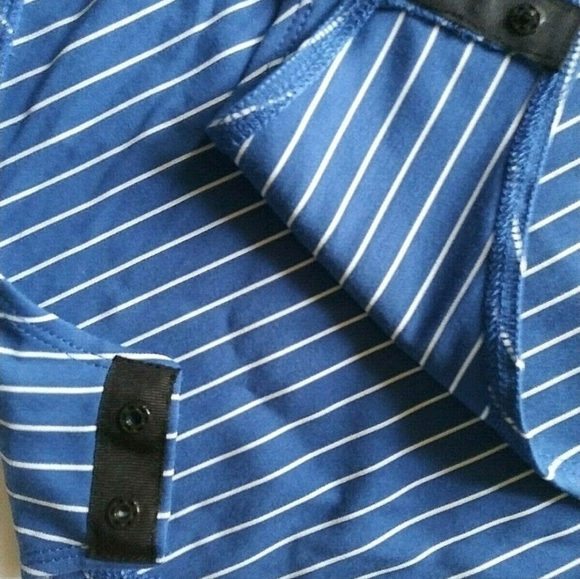 Mark Blue Bodysuit with Asymmetrical Ruffle Design - Picture 2 of 6